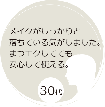 30代　メイクがしっかりと落ちている気がしました。まつエクしてても安心して使える。